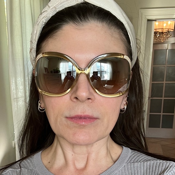 Jimmy Choo Beatrix/S Oversized Plastic Frame Goldtone Glamorous Sunglasses - Picture 6 of 8